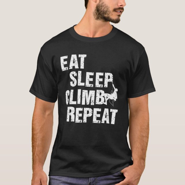 Camiseta Eat Sleep Escalb Repetir Escalada Escalando Rock C (Frente)