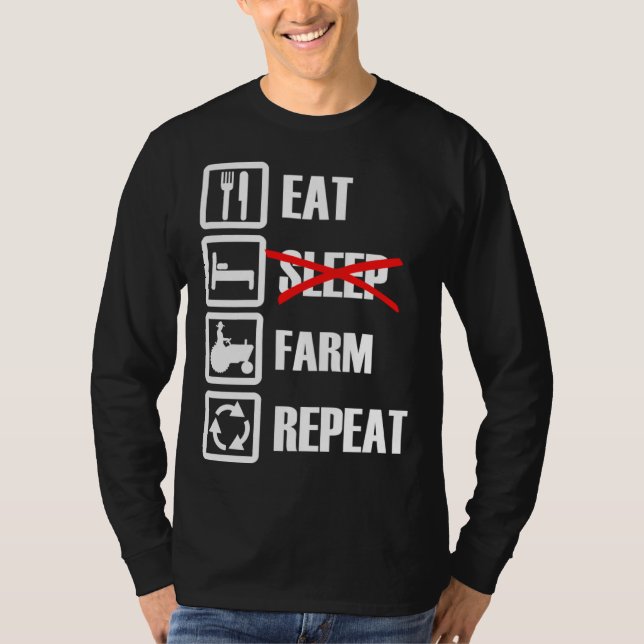 Camiseta Eat Sleep Farm Repeat (Frente)