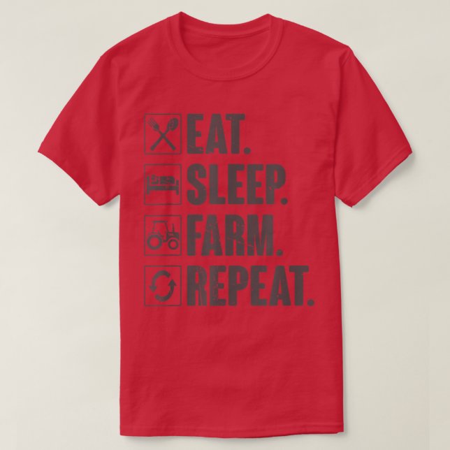 Camiseta Eat Sleep Farm RepeatFunny Farmer Farming Gift  (Frente do Design)