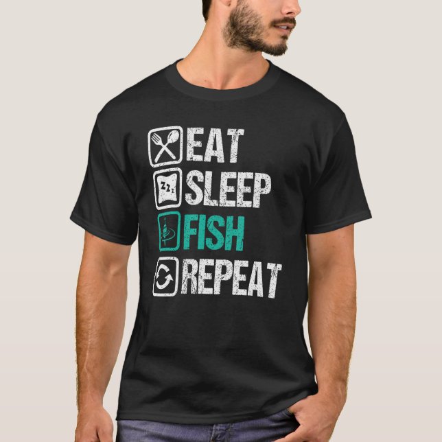 Camiseta Eat sleep fishing repeat  Design for fishermen 1 (Frente)