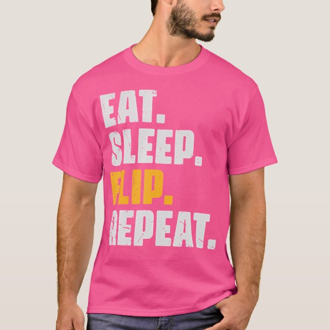 Camiseta Eat Sleep Flip Repeat - Funny Gymnastics Parkour F (Frente)