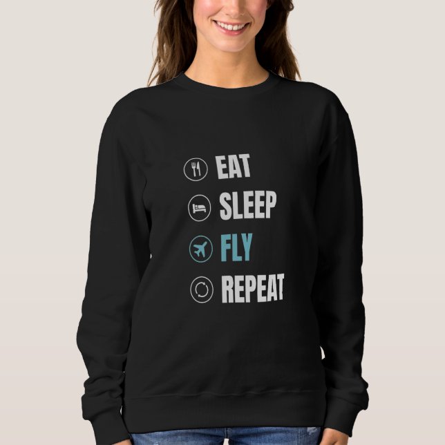 Camiseta Eat Sleep Fly Repeat  Airplane Pilot Aviator Aviat (Frente)