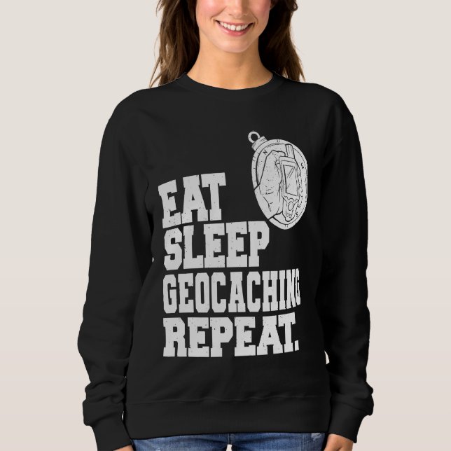 Camiseta Eat Sleep Geocaching Repeat Geocache Geocacher  1 (Frente)