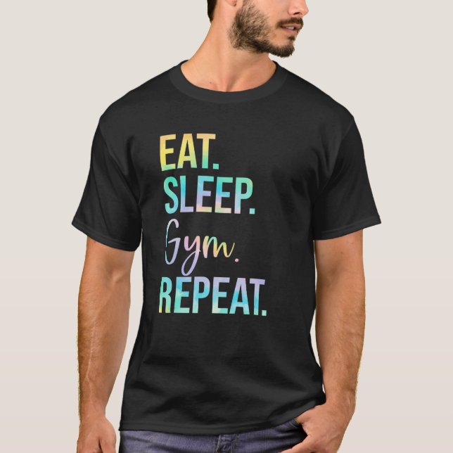 Camiseta Eat Sleep Gym Repeat Weightlifting Fitness Weightl (Frente)
