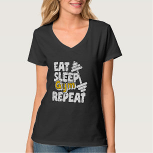 Camiseta Eat Sleep Gym Repetit Workout Trabalhe no corpo