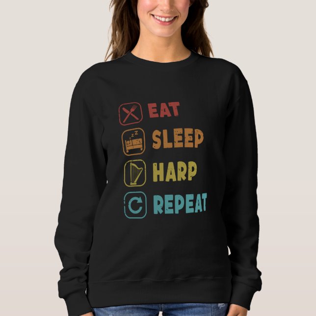 Camiseta Eat Sleep Harp Repeat Pedal Harp Harpist Konghou H (Frente)