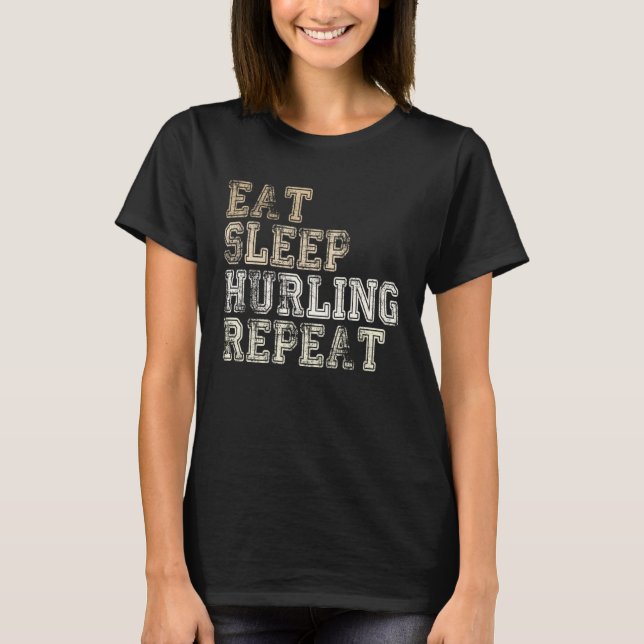Camiseta Eat Sleep Hurling Repeat Irleand Camogie Hurling P (Frente)
