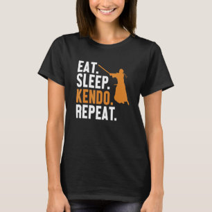 Camiseta Eat Sleep Kendo Repete Kata Kenjusu Shinai Samurai