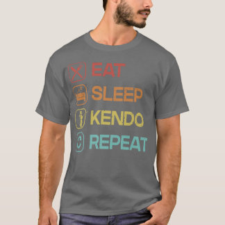Camiseta Eat Sleep Kendo Repete Kenjusu Kata Shinai Samurai