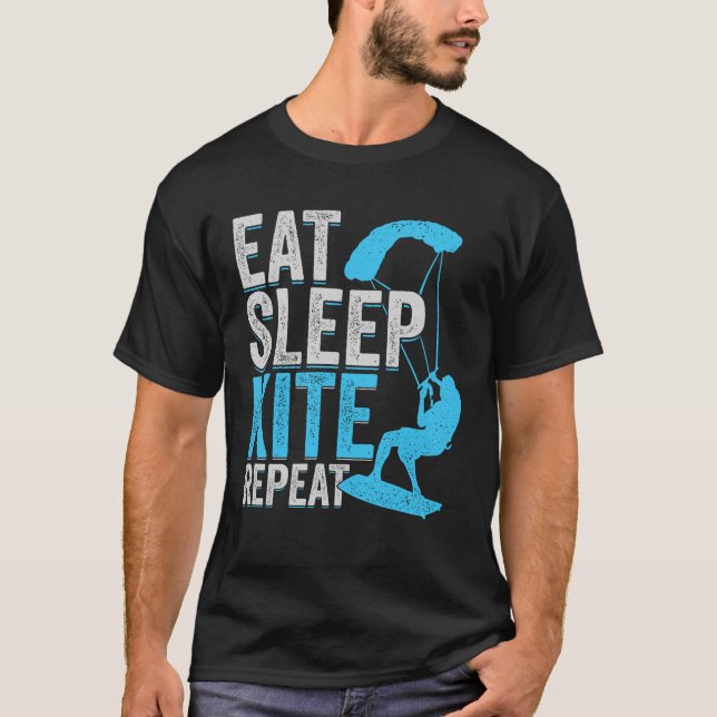 Camiseta Eat Sleep Kite Repeat Kitesurfing Kitesurfer Gift (Frente)