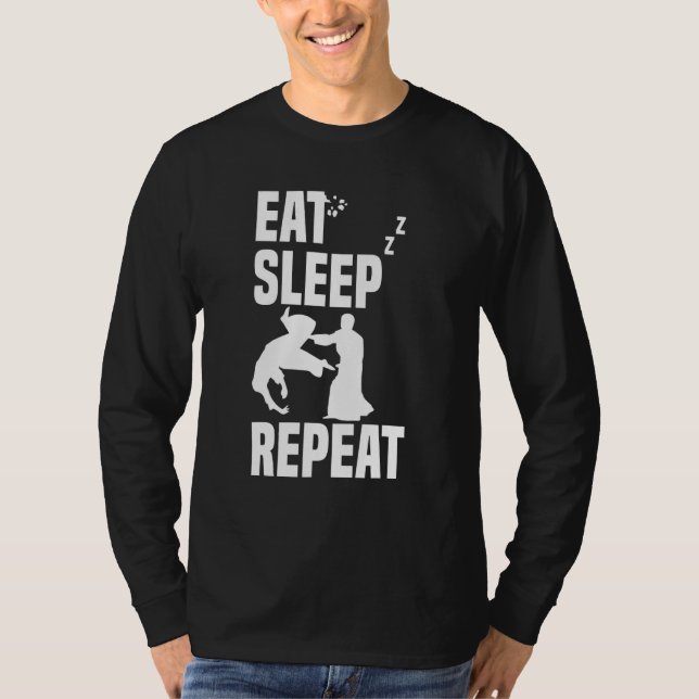 Camiseta Eat Sleep Kokyu Nage Aikido Repeat Aaikido Techniq (Frente)