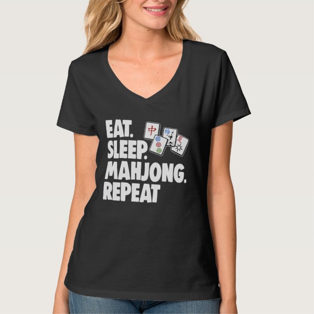 Camiseta Eat Sleep Mahjong Repea Women Game (Frente)