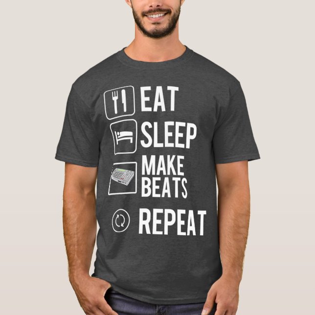 Camiseta Eat Sleep Make Beats Repeat  Hip Hop Music (Frente)