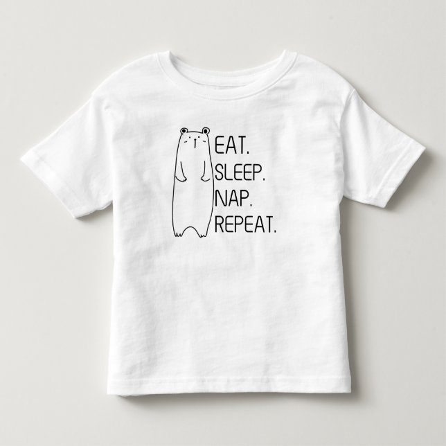 Camiseta Eat Sleep Nap Repeat Custom Baby Bear Bodysuit (Frente)