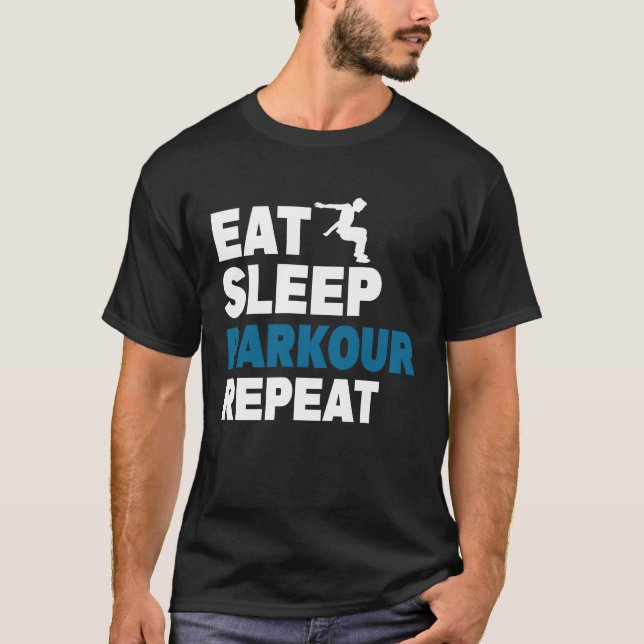 Camiseta Eat Sleep Parkour Repeat Free Running Jump Trainin (Frente)