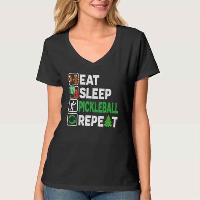 Camiseta Eat Sleep Pickleball Repeat Christmas Pajama  Men  (Frente)