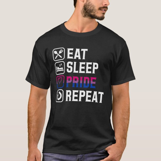 Camiseta Eat Sleep Pride Repeat Bisexual Pride Flag Month P (Frente)