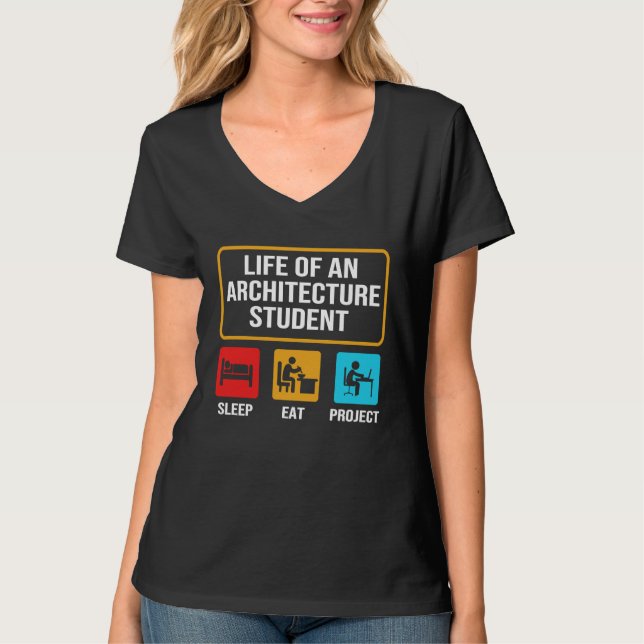 Camiseta Eat Sleep Project  Architecture Student Life (Frente)