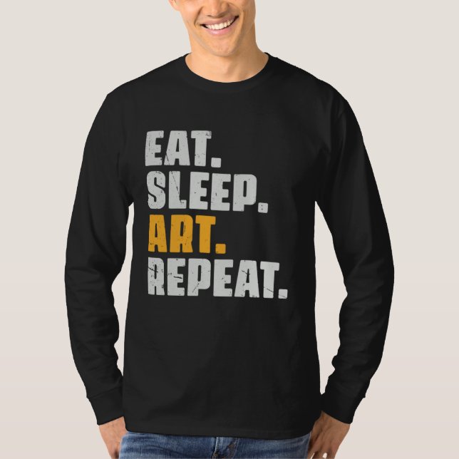 Camiseta Eat Sleep Repeat   Artist  Retro Vintage (Frente)