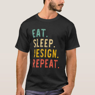 Camiseta Eat Sleep Repetir Vintage Designer Gráfico