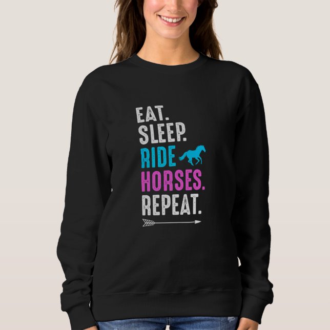 Camiseta Eat Sleep Ride Horses Repeat Equestrian Farmer Hor (Frente)