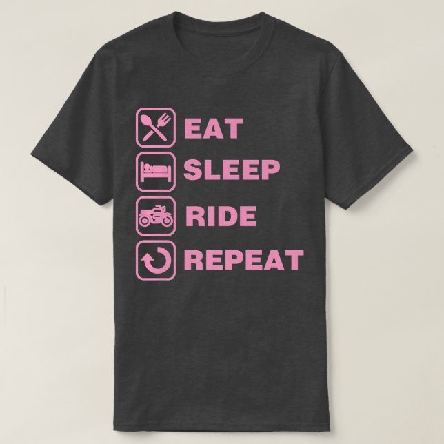 Camiseta Eat Sleep Ride Repeat Motorcycle Biker   (Frente do Design)