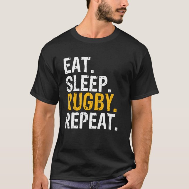 Camiseta Eat Sleep Rugby Repeat Gift (Frente)