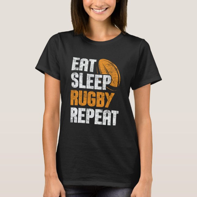 Camiseta Eat Sleep Rugby Repeat  Rugby Player Coach Sports (Frente)