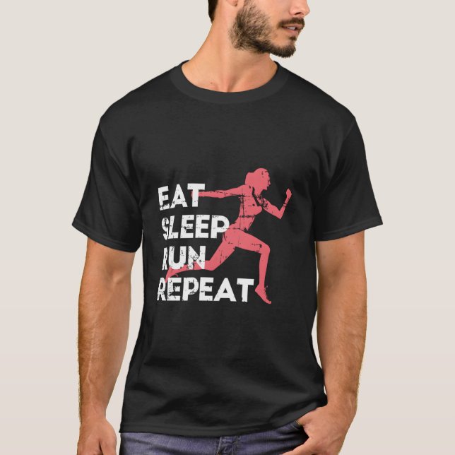 Camiseta Eat Sleep Run Repeat Track And Field Marathon Runn (Frente)