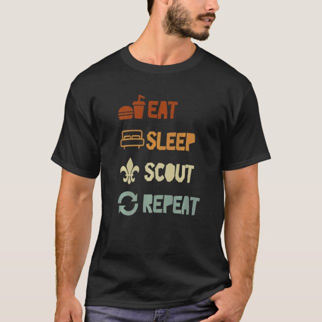 Camiseta Eat Sleep Scout Repeat For Camping Enthusiast Desi (Frente)