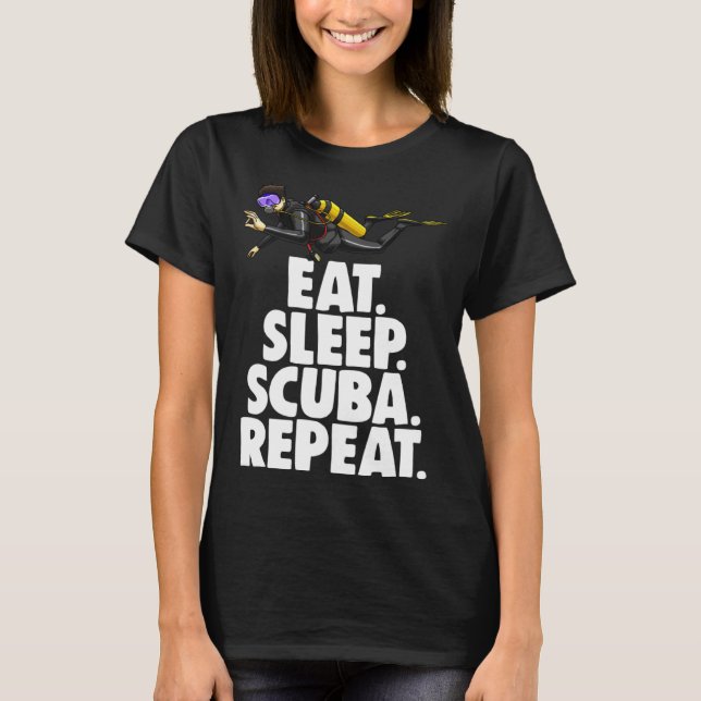 Camiseta Eat Sleep Scuba Repeat Tee Shirt Funny Scuba Diver (Frente)