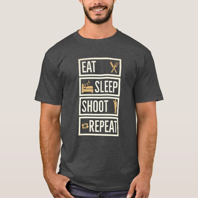 Camiseta Eat Sleep Shoot Repeat (Frente)