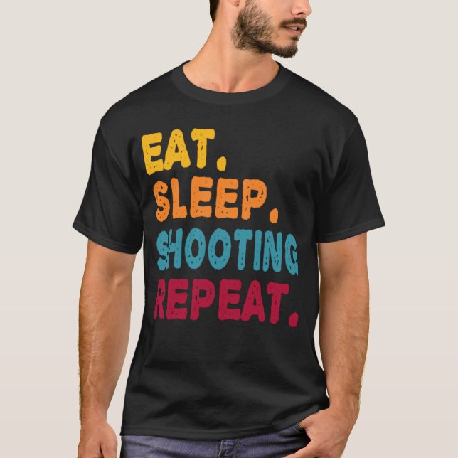Camiseta Eat Sleep Shooting Repeat  Boys Men Women Sports P (Frente)