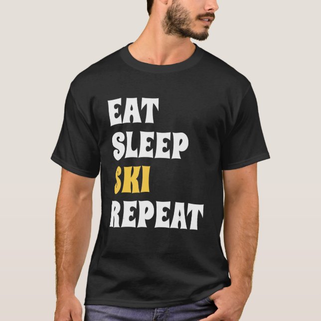 Camiseta Eat Sleep Ski Repeat Cool Winter Sport Ski (Frente)