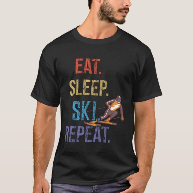 Camiseta Eat Sleep Ski Repeat Ski (Frente)