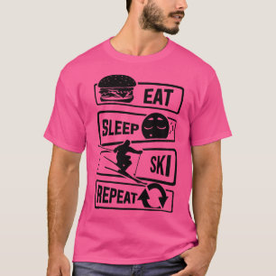 Camiseta Eat Sleep Ski Repeat Skiing Winter