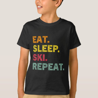 Camiseta Eat Sleep Ski Repete Ski Winter Holiday Skiet