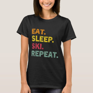 Camiseta Eat Sleep Ski Repete Ski Winter Holiday Skiet