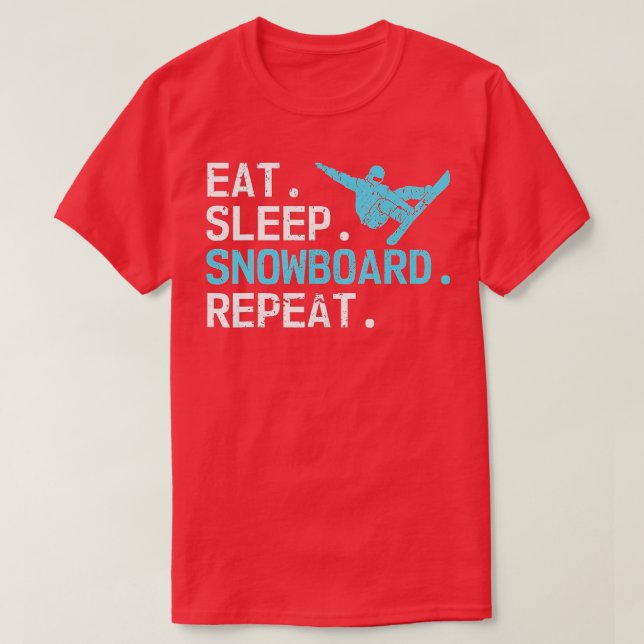 Camiseta Eat Sleep Snowboard Repeat Funny Winter Lovers Sno (Frente do Design)