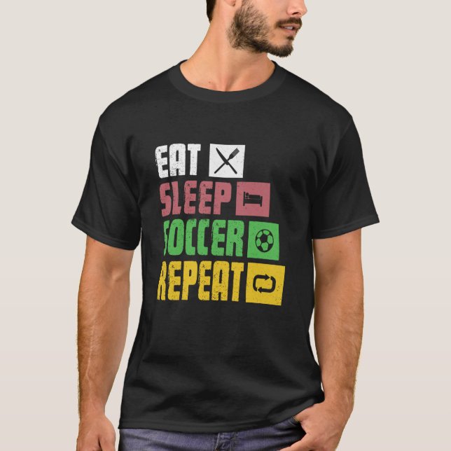 Camiseta Eat Sleep Soccer Repeat  Soccer Player Coach  1 (Frente)