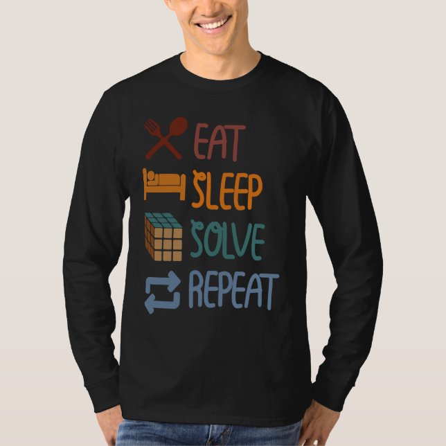 Camiseta Eat Sleep Solve Repeat  Solve Cube Puzzle Fun  2 (Frente)