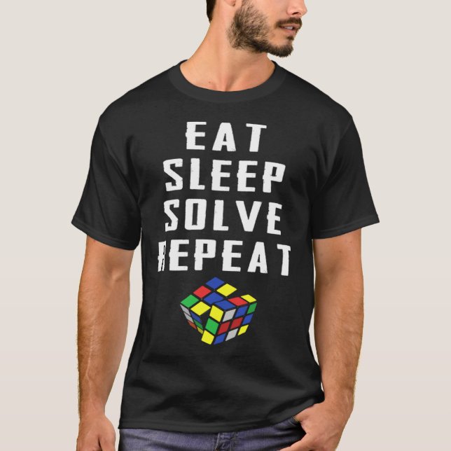 Camiseta Eat Sleep Solve Repeat Speed Cubing Puzzle Cube (Frente)