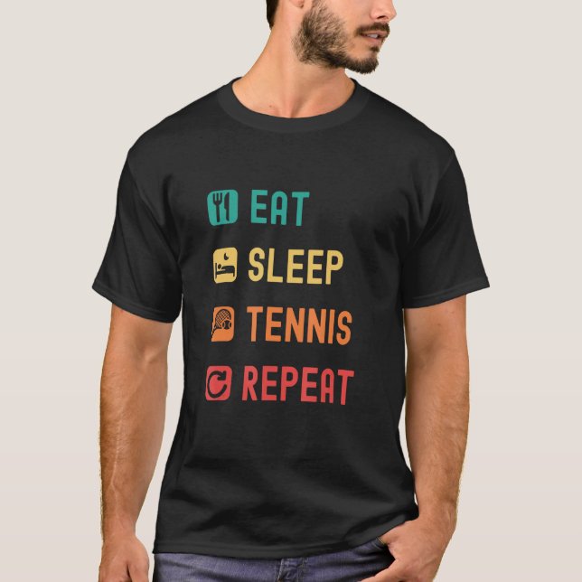 Camiseta Eat sleep Tennis repeat with tick check boxes (Frente)