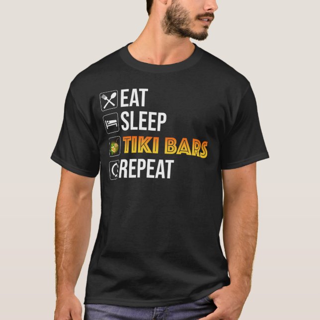 Camiseta Eat. Sleep. Tiki Bars. Repeat (Frente)