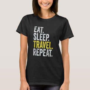 Camiseta Eat Sleep Viagem Repete o Viajante Mundial