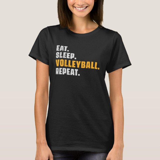 Camiseta Eat Sleep Volleyball Repeat   Volleyball Retro Vin (Frente)