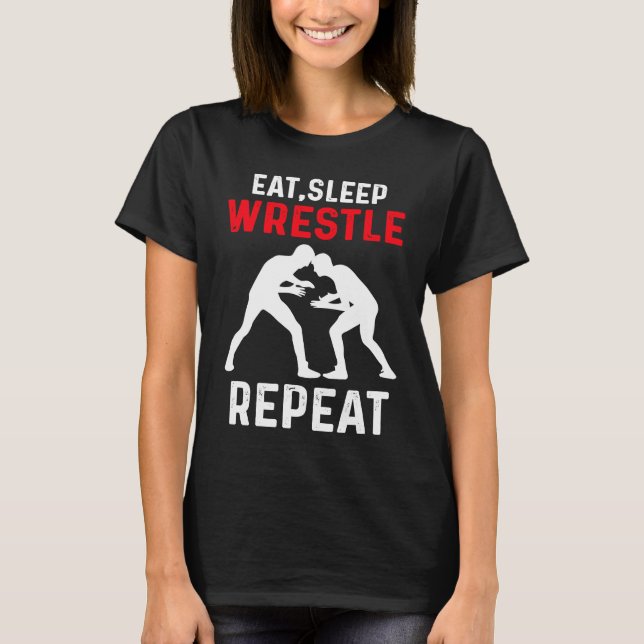 Camiseta Eat Sleep Wrestle Repeat Wrestling (Frente)