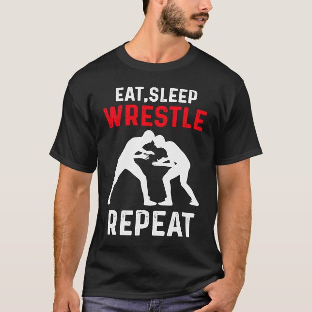 Camiseta Eat Sleep Wrestle Repeat Wrestling (Frente)