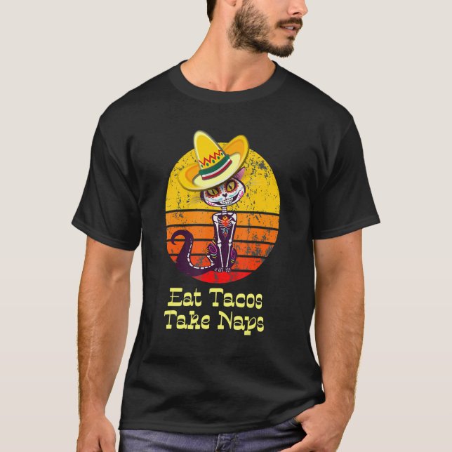 Camiseta Eat Tacos Take Naps   Taco Tuesday Cat (Frente)