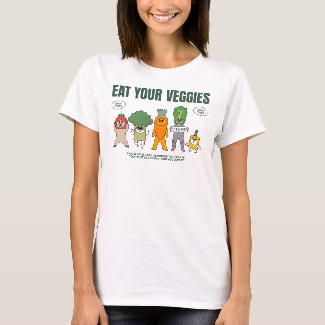 Camiseta Eat Your Veggies Funny Cat (Frente)